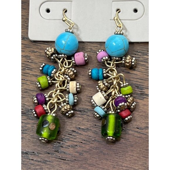 CHICO'S "Skylar" Multicolor Stone Beads Double Strand Necklace & Earring Set NWT - Picture 2 of 9